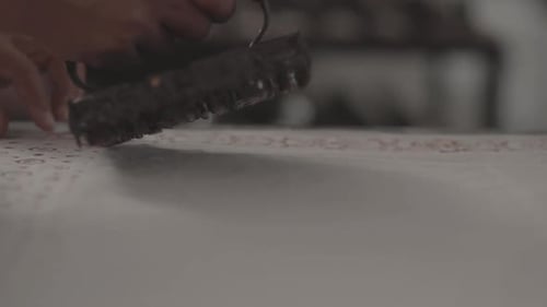 Block Printing on Fabric Close Up