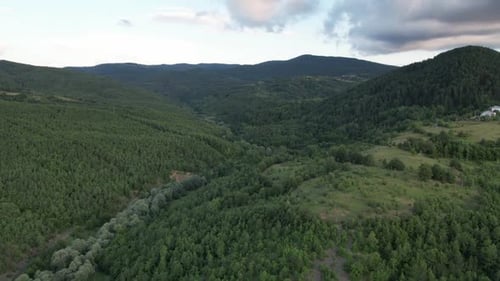 Top Green Valley, wide nature areas, green valley roads, drone view, our world, our source of life,