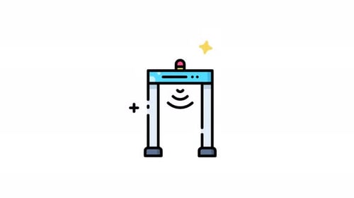 Metal detector with a flashing red light icon animation design