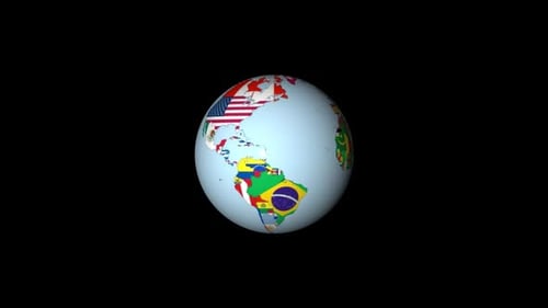 Animated World Globe with National Flags
