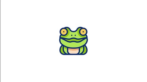 Animated Flat Design Frog Character Blinking and Moving Mouth