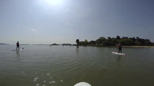 shot of a Stand UP Paddle boarders enjoying the amazing sun in the sea