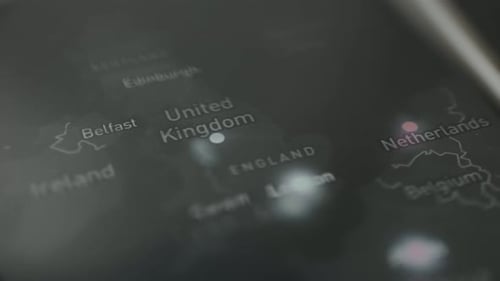 UK England Map on Mobile Device Screen