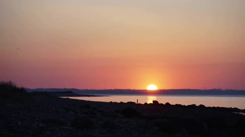 Beautiful sunrise over sea in the northern hemisphere