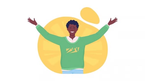 Smiling Person with Outstretched Arms Flat Design Animation
