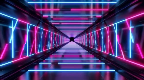 Futuristic Neon Cyberpunk Tunnel Loop Motion Background