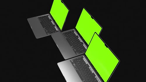 Video Of A Laptop Mockup With A Green Screen