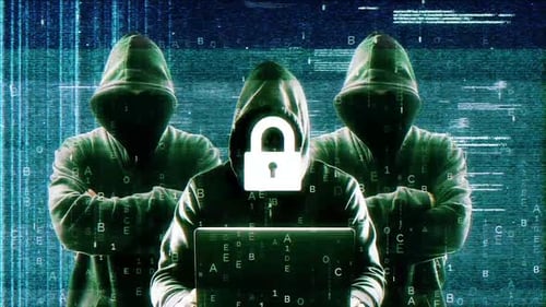 Key On Hack Screen And Data Matrix Simulation With Futuristic Hud Screen