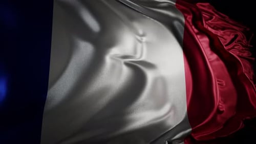 Waving French Flag Animation with Realistic Fabric Texture
