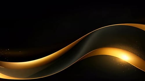 Elegant Golden Wavy Lines with Glittering Particles Background