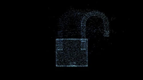 Cyber Security Padlock - 3D Holographic Lock Unlocking Animation