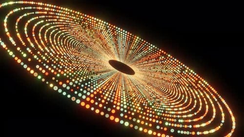 Particle Dancing Circle Shape Animation On Black Background. Circle Shape Particle Animation And Dan