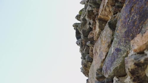 Stone wall corner close to a medieval village in Madrid, Spain