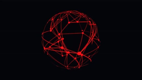 Rotating Red Plexus Sphere Technology Animation
