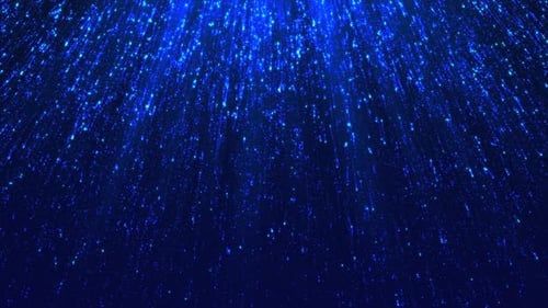 Elegant Blue Glittering Particles Falling Light Rays Background