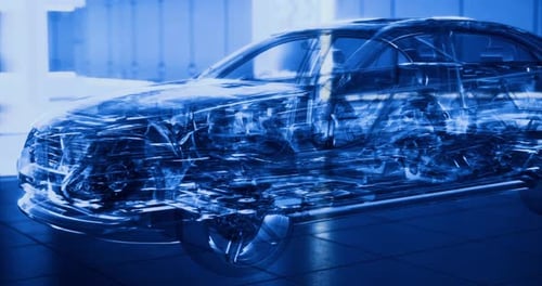 Futuristic Holographic Car Blueprint Technology Reveal