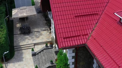 Aerial 4K woman in a jacuzzi
