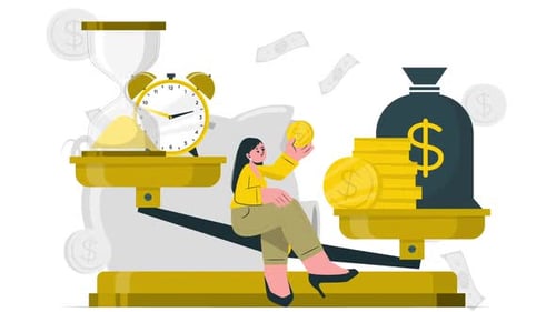 Flat Design Animation of Time and Money Balance