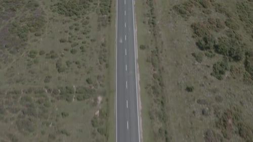 Drone Aerial Birds Eye View Tracking Shot of Empty Road in Countryside New Forest