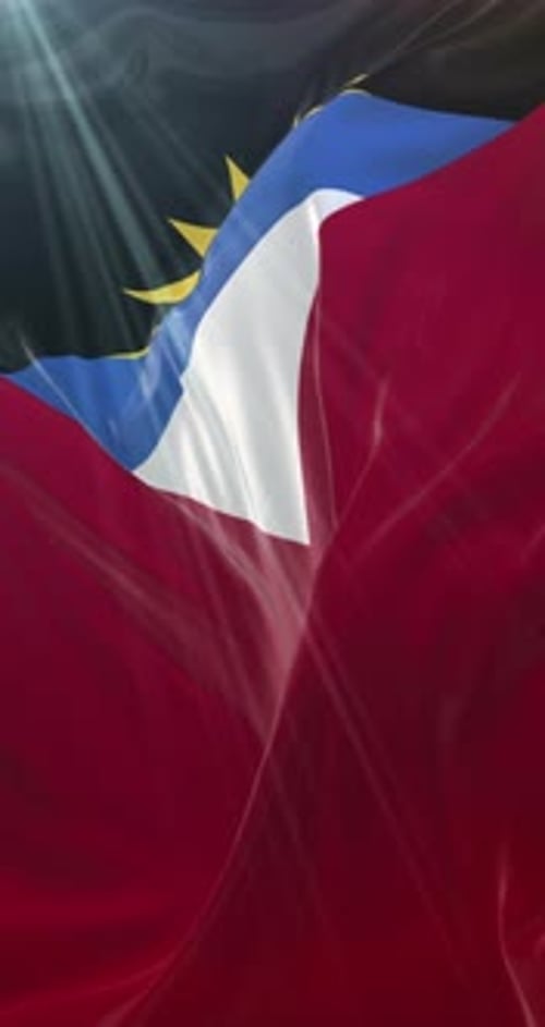 Vertical Antigua and Barbuda Flag Waving Animation