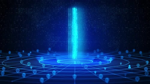 Neon Digital Recycling Symbol Loop with Network