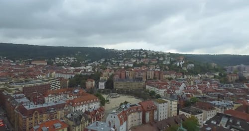 Aerial view. Cityscape of Stuttgart, one of the most important industrial cities in Germany.