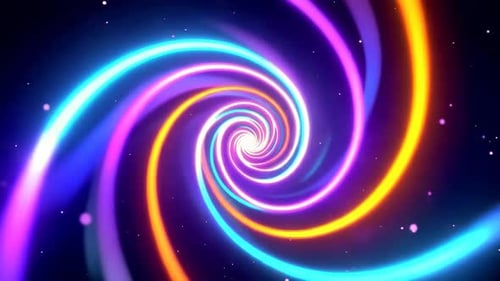 Vibrant Neon Swirling Spiral Lines Abstract Tunnel Animation