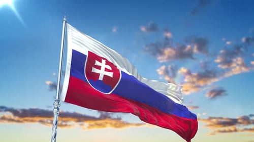 Slovakia Flag Waving Realistic 3D Animation