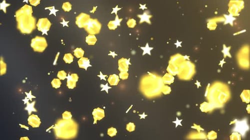 christmas balls, gifts and stars rotate in the air on a white Christmas
