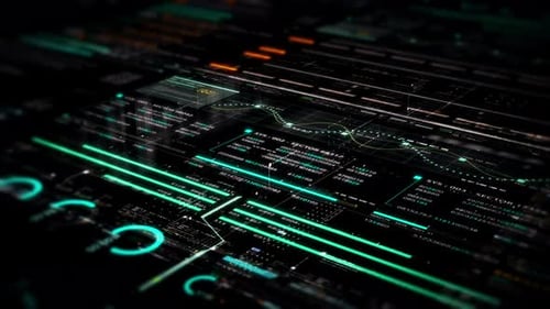 Futuristic Data Matrix Simulation HUD Screen 07