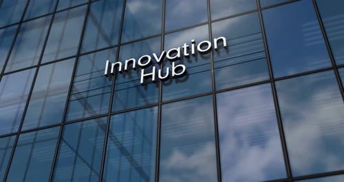 Concepto de construcción de vidrio Innovation Hub