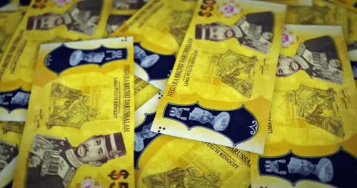 Brunei Dollar growing pile of money seamless loop