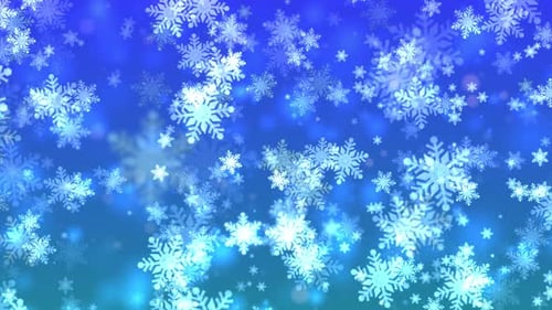 Blauer Schneeflocken-Eiskristall fällt langsam langsam