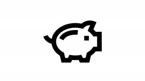 Animated Minimalist Piggy Bank Icon Loop