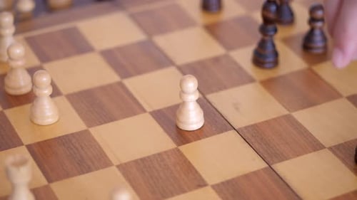 Yuriy Chess pieces. Chess board from hard strategy logic game.