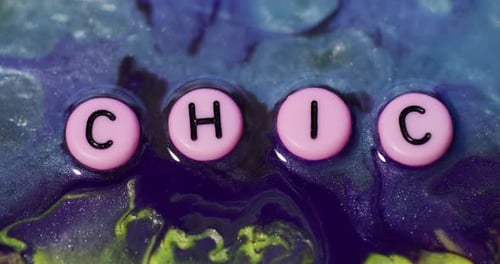 Pink Chic Letters with Swirling Glittery Fluid Background