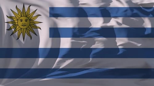 Uruguay National Flag Waving in Realistic Seamless Loop