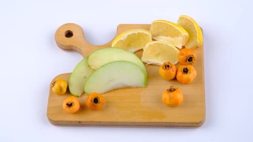 mixed fruit plate and apple bite