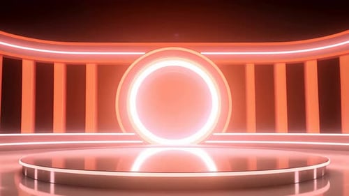 Podium Futuristische Vitrine mit Plattform für Produktausstellungen. Leeres modernes Bühnendisplay