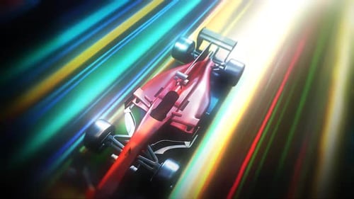 Dynamic Formula 1 Race Car with Speed Light Trails