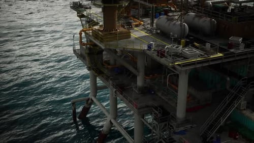 Old Oil Rig Platform in Ocean