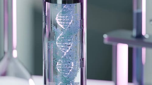 Animated DNA Double Helix in Test Tube