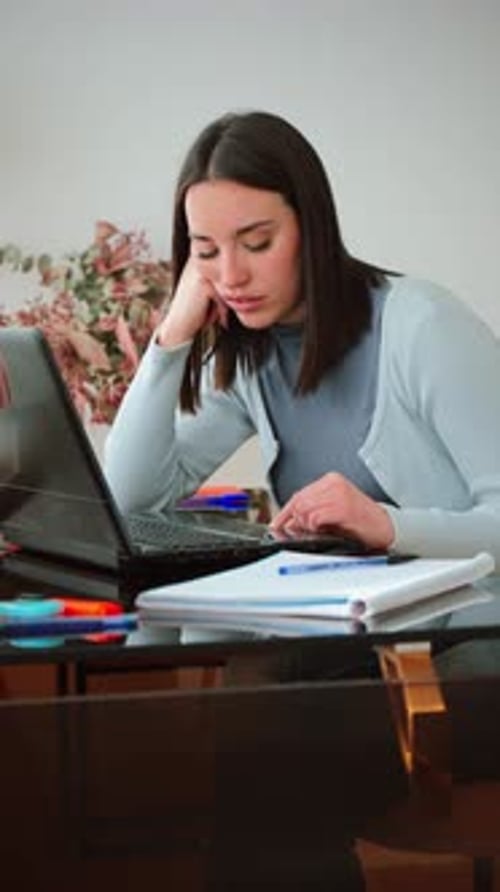 Frustrated Young Woman Experiencing Trouble While Working on Her Laptop at Home Expressing Sadness