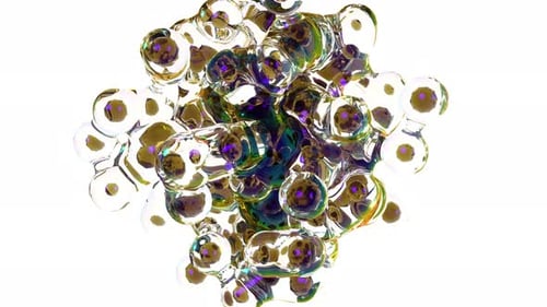 Glass Metaballs Oil Spheres on White Back