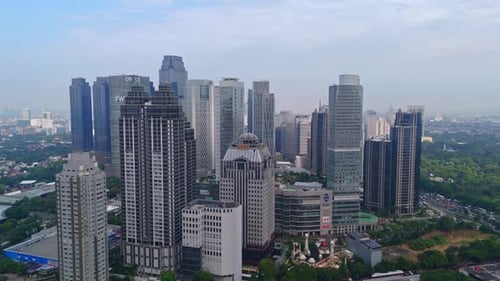Jakarta, 24 June 2025, Jakarta City Skyline The footage highlights tall buildings, residential areas