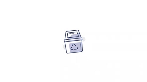 Animated Recycling Bin Icon Line Art Modern Style