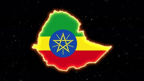 Ethiopia Map Flag Glowing Outline Energy Animation