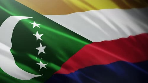 Comoros National Flag Waving Loop Realistic Animation
