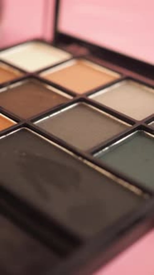 Close Up of Eyeshadow Palette on Pink Background