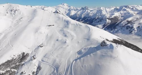 Drone Of Snow Covered Mountain Peak